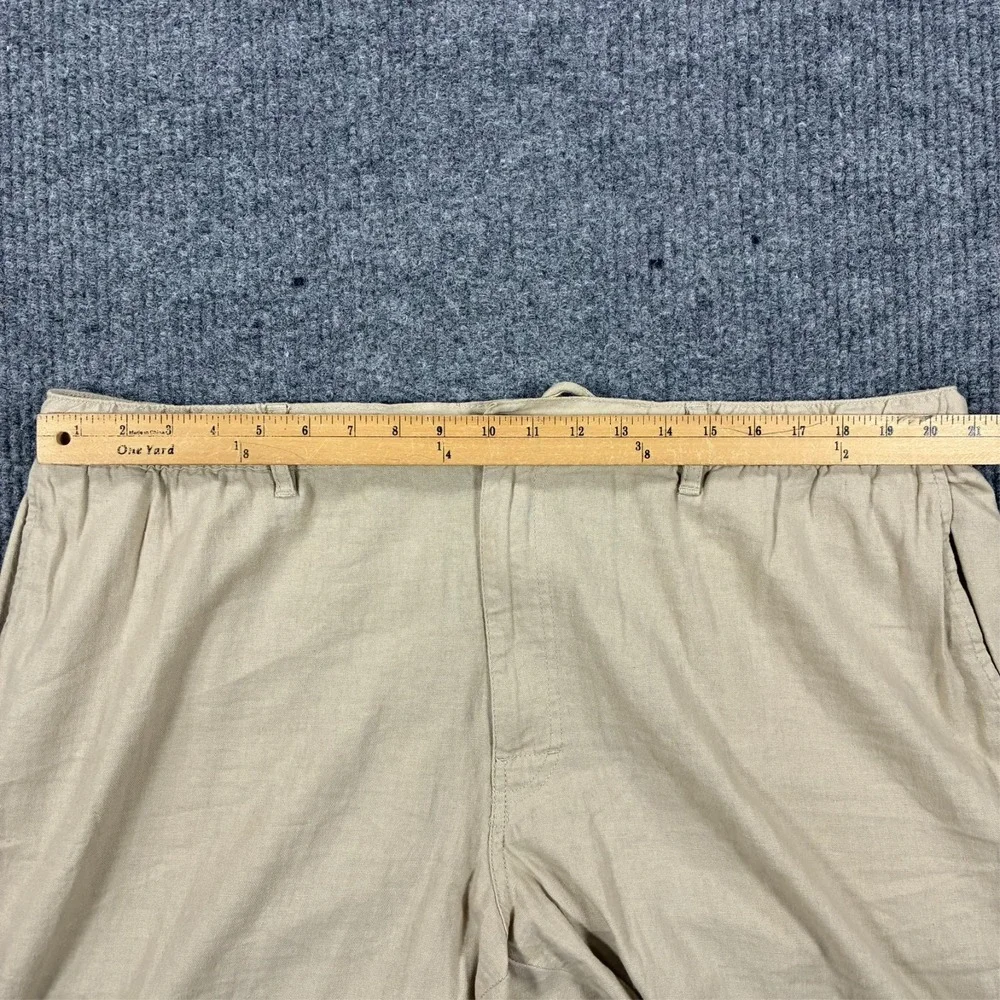 Tasso Elba Island Mens Pants Size 2XL Beige Linen Blend Straight Leg High Rise